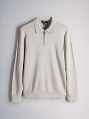 The Set 3 Pack Zip Neck Knit Jumpers Brown/Cream - Image 9 of 13