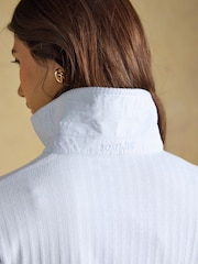 Joules Elle Blue Cotton Rich Pointelle Jersey Shirt - Image 7 of 8