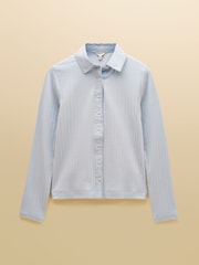 Joules Elle Blue Cotton Rich Pointelle Jersey Shirt - Image 8 of 8