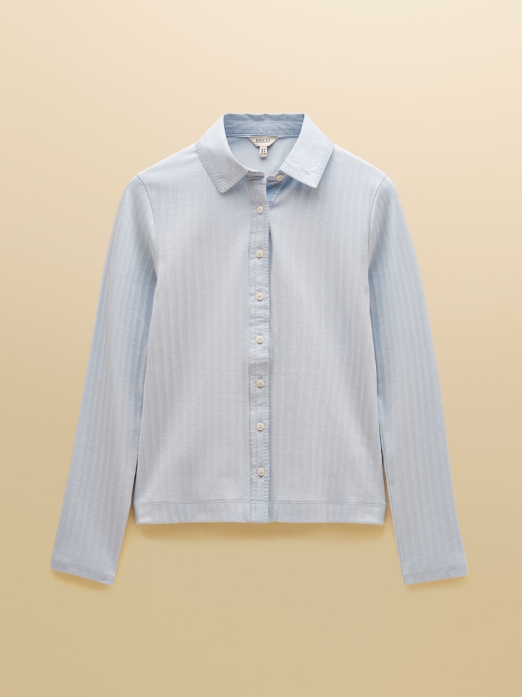 Joules Elle Blue Cotton Rich Pointelle Jersey Shirt - Image 8 of 8 Joules Elle Blue Cotton Rich Pointelle Jersey Shirt - Image 8 of 8