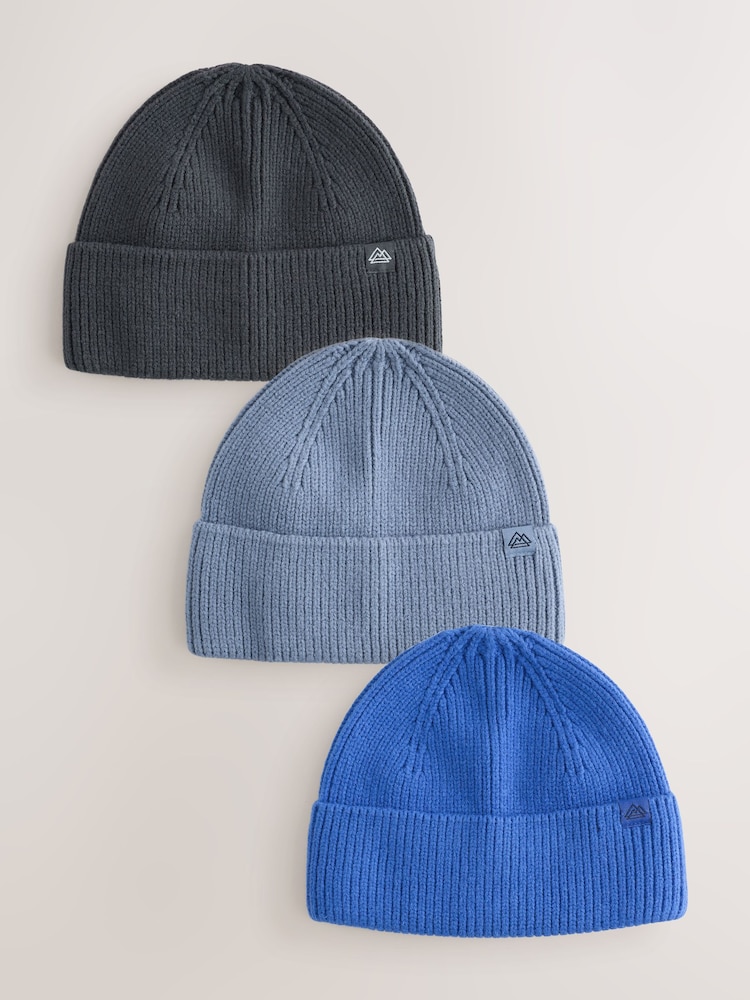Blue/Navy/Colbalt Knitted Beanie Hats 3 Piece (1-16yrs) - Image 1 of 6 Blue/Navy/Colbalt Knitted Beanie Hats 3 Piece (1-16yrs) - Image 1 of 6