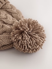 Neutral Cable Beanie Scarf and Gloves Set (3-16yrs) - Image 3 of 4
