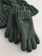 Khaki Green Cable Beanie Scarf and Gloves Set (3-16yrs) - Image 2 of 4
