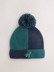 Green Dinosaur Knitted Pom Paw Patrol Hat (3mths-10yrs) - Image 1 of 3