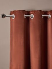 Brown Rust Matte Velvet Super Thermal Eyelet Curtains - Image 1 of 5