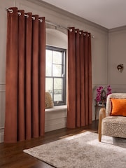 Brown Rust Matte Velvet Super Thermal Eyelet Curtains - Image 2 of 5