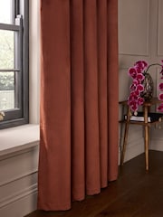 Brown Rust Matte Velvet Super Thermal Eyelet Curtains - Image 4 of 5