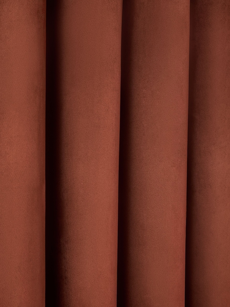 Brown Rust Matte Velvet Super Thermal Eyelet Curtains - Image 5 of 5 Brown Rust Matte Velvet Super Thermal Eyelet Curtains - Image 5 of 5