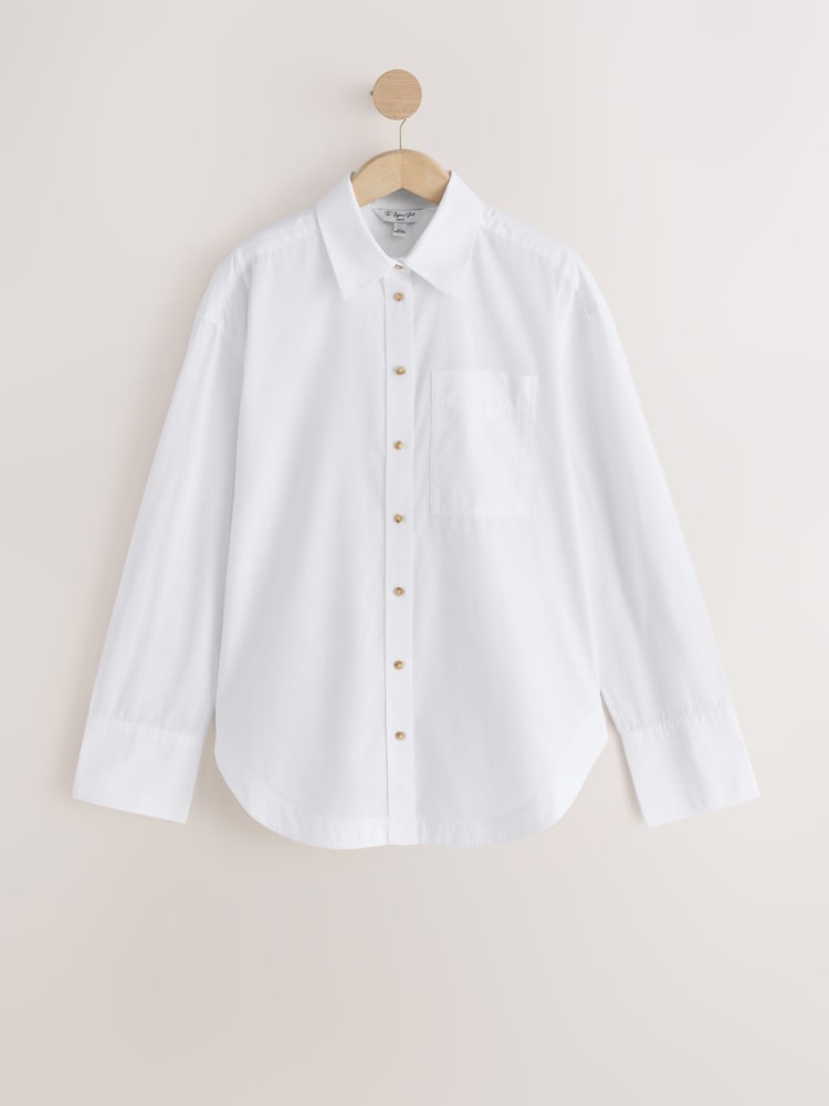 White Brushed Cotton Boyfriend Shirt - Image 1 of 3 White Brushed Cotton Boyfriend Shirt - Image 1 of 3