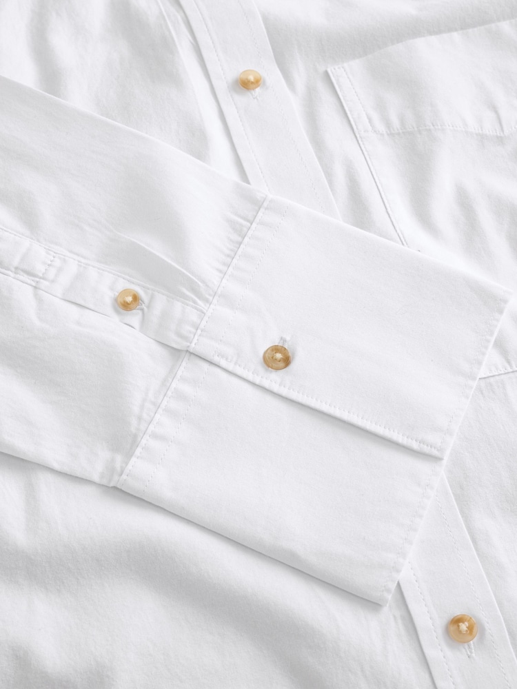 White Brushed Cotton Boyfriend Shirt - Image 2 of 3 White Brushed Cotton Boyfriend Shirt - Image 2 of 3