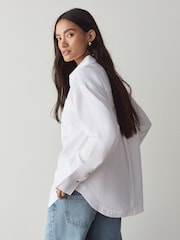 White Brushed Cotton Boyfriend Shirt - Image 4 of 9
