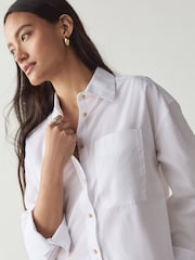 White Brushed Cotton Boyfriend Shirt - Image 6 of 9