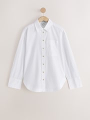 White Brushed Cotton Boyfriend Shirt - Image 7 of 9