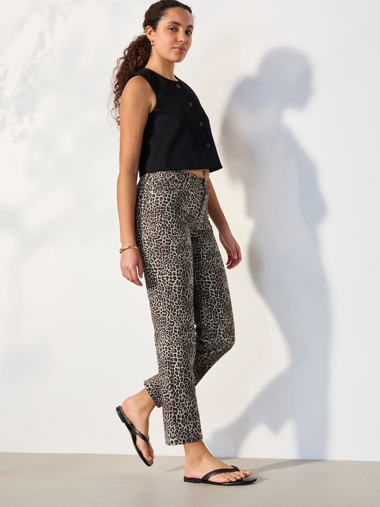 Imprimé léopard - Jean droit Authentic taille haute - Image 1 de 6