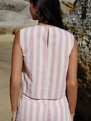 Pink Stripe Denim Shell Top - Image 2 of 7