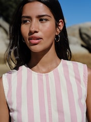 Pink Stripe Denim Shell Top - Image 4 of 7