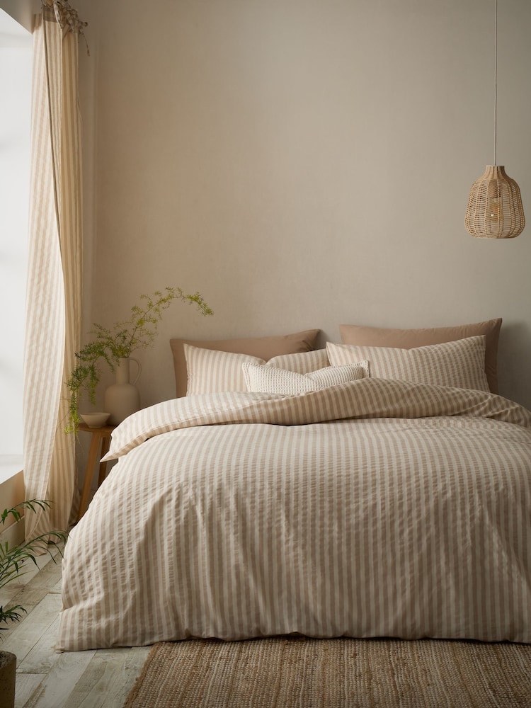 Pineapple Elephant Natural Cotton Rich Woven Stripe Duvet Cover Set - Image 1 of 5