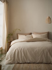 Pineapple Elephant Natural Cotton Rich Woven Stripe Duvet Cover Set - Image 2 of 5