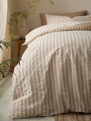 Pineapple Elephant Natural Cotton Rich Woven Stripe Duvet Cover Set - Image 4 of 5