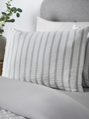 Catherine Lansfield Grey So Soft Seersucker Stripe No Iron Duvet Cover Set - Image 3 of 4