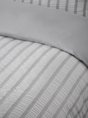 Catherine Lansfield Grey So Soft Seersucker Stripe No Iron Duvet Cover Set - Image 4 of 4