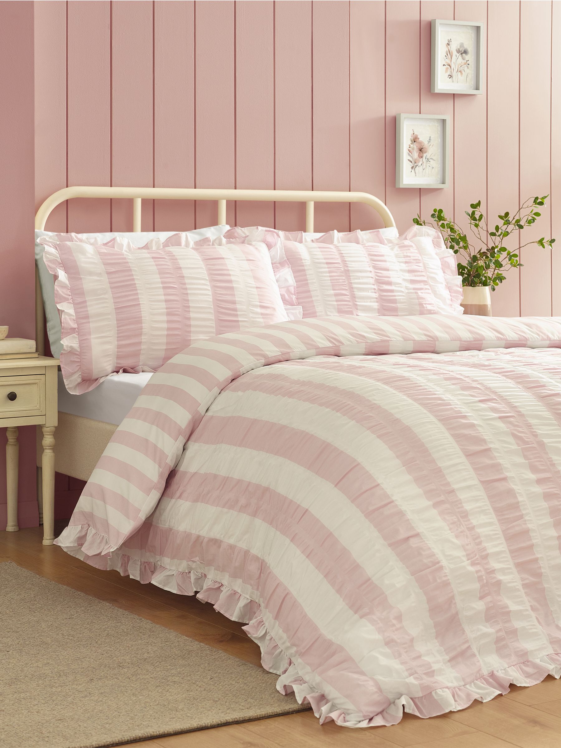 Y*様 Elvira Beach Set Pink Prairie 3-5y Buy Catherine Lansfield Pink Stripe Seersucker Ruffle Bed Set from
