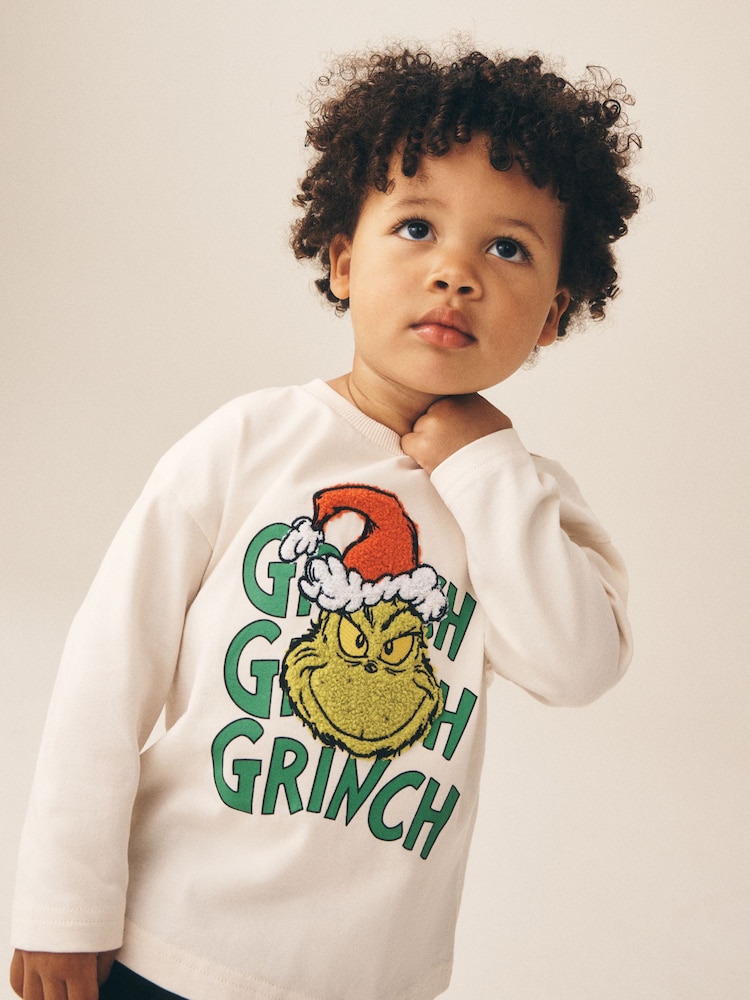 The Grinch Ecru - Camiseta navideña de manga larga (3 meses - 8 años) - Imagen 1 de 4