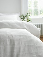 Bianca White Waffle Cotton Stripe Duvet Cover Set - Image 3 of 5
