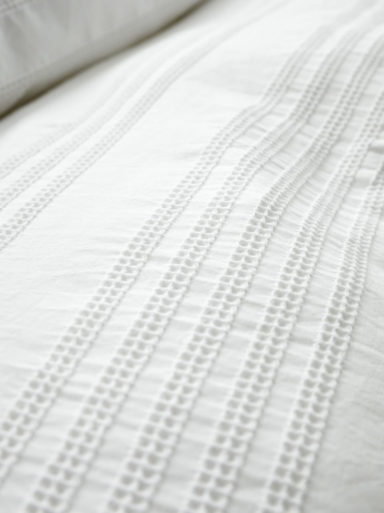 Bianca White Waffle Cotton Stripe Duvet Cover Set - Image 5 of 5