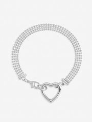 Simply Silver 925 Sterling Silver Mesh Heart Clasp Bracelet - Image 1 of 1