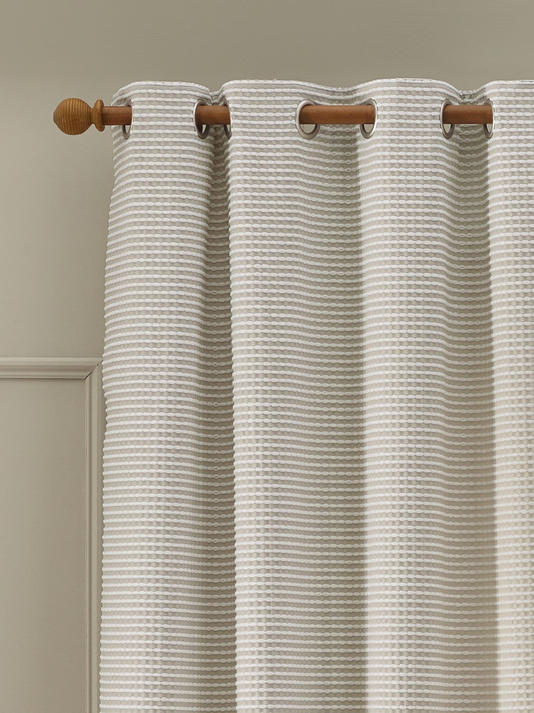 Catherine Lansfield Light Stab Stitch Lined Eyelet Curtains Natural - 90 X 90 Inch - Natural - Image 5