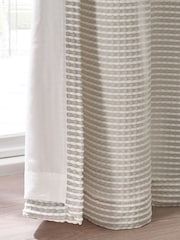 Catherine Lansfield Natural Textured Stab Stitch Lined Eyelet Curtains - Image 3 of 4