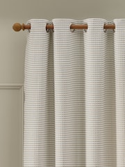 Catherine Lansfield Natural Textured Stab Stitch Lined Eyelet Curtains - Image 4 of 4