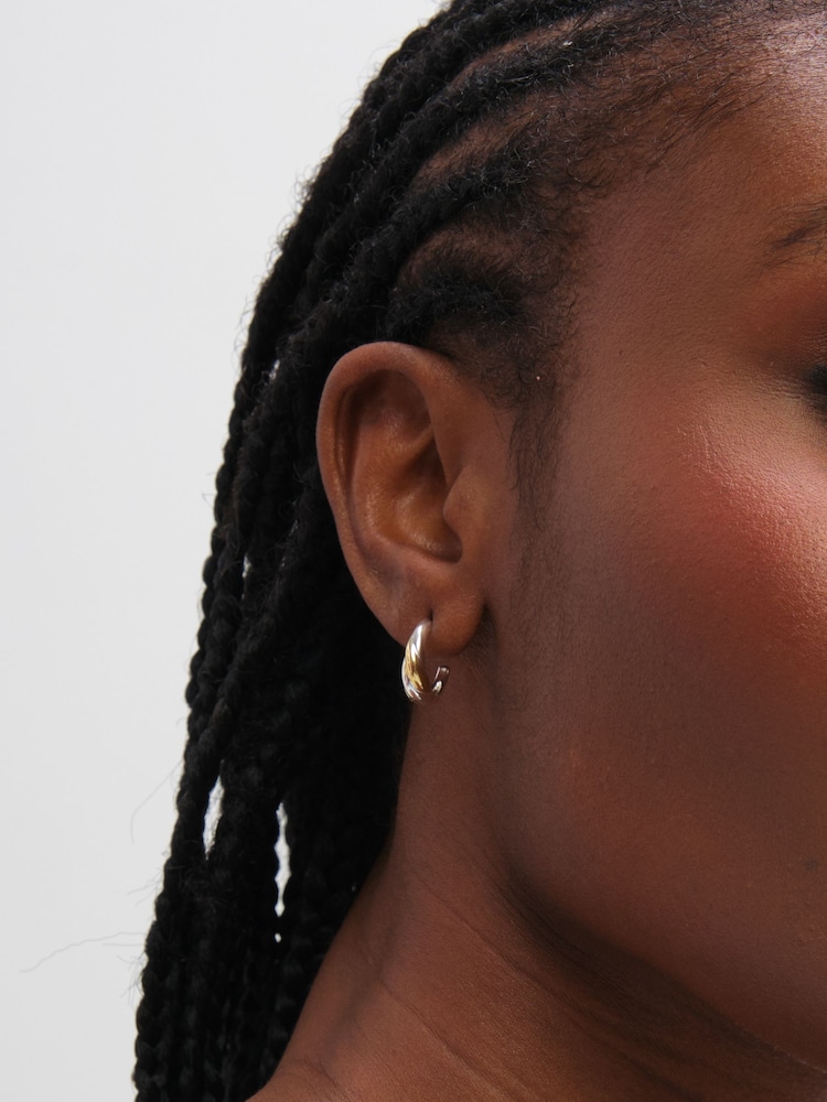 Inicio Two Tone Twist Hoop Earrings - Imaginea 2 din 3