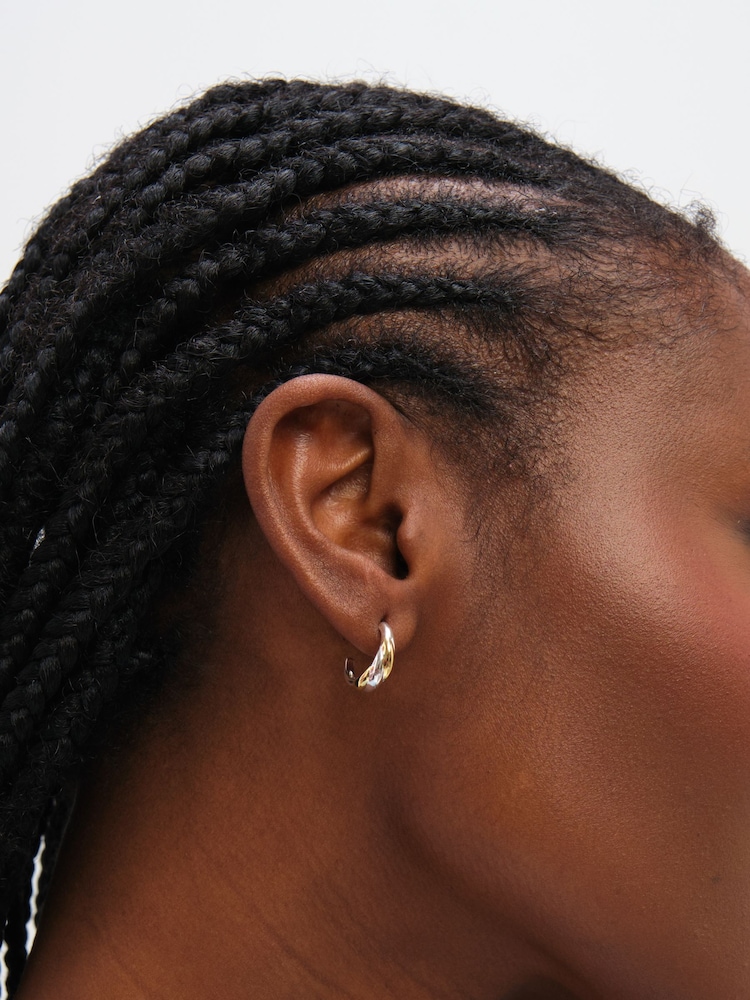 Inicio Two Tone Twist Hoop Earrings - Imaginea 3 din 3