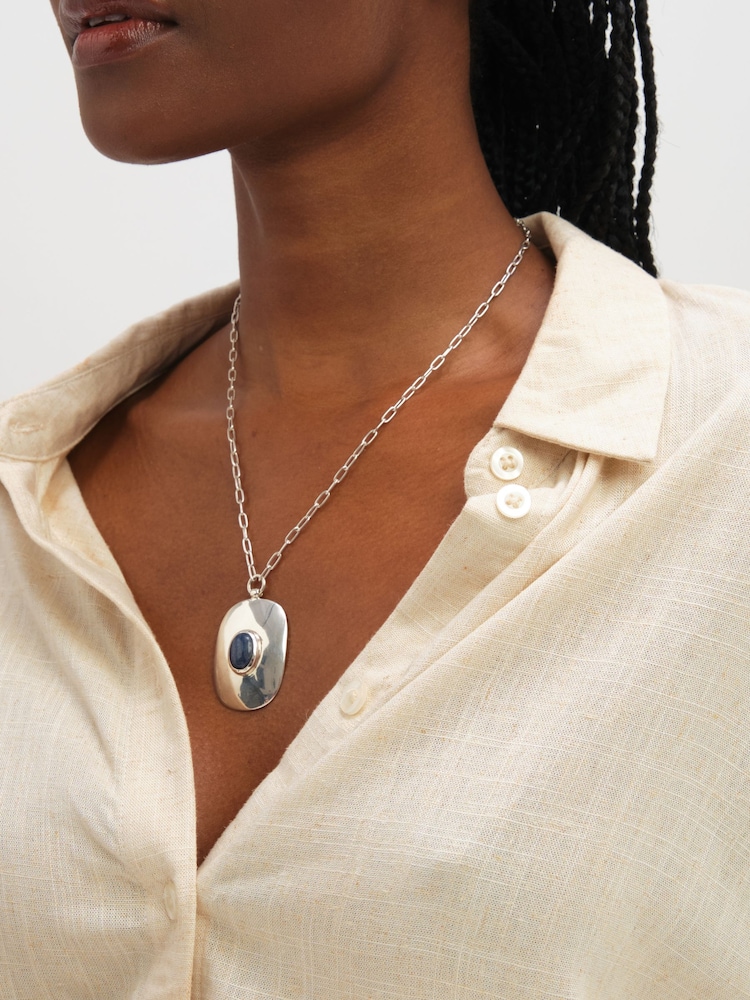 Simply Silver 925 Sterling Silver Large Turquoise Polished Pendant - Image 2 of 3