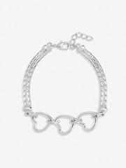 Simply Silver Silver Interlink Heart Bracelet - Gift Pouch - Image 1 of 1