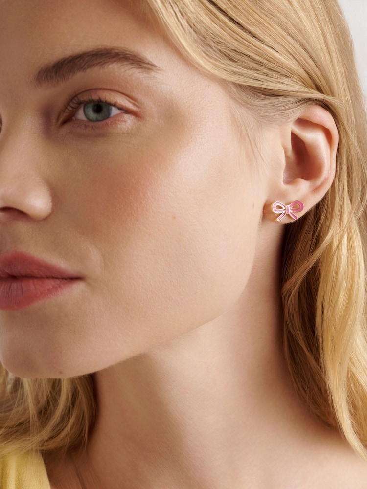 Ted Baker Gold Plated BOWIE Tie Bow Enamel Stud Earrings - Image 1 of 5