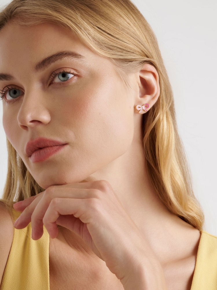 Ted Baker Gold Plated BOWIE Tie Bow Enamel Stud Earrings - Image 2 of 5