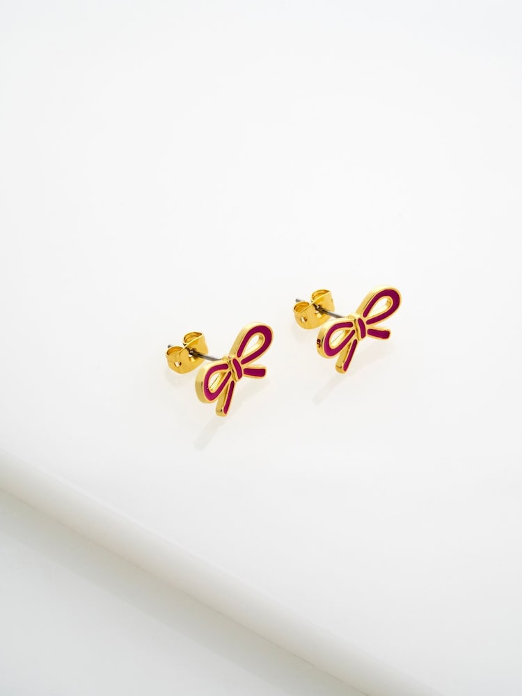 Ted Baker Gold Plated BOWIE Tie Bow Enamel Stud Earrings - Image 5 of 5