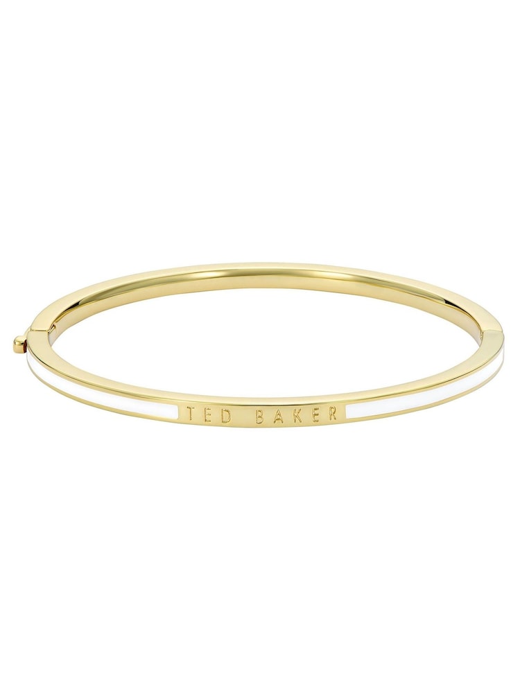 Ted Baker Gold Tone/White Roley Classic Colour Enamel Slim Bangle Bracelet - Image 2 of 5