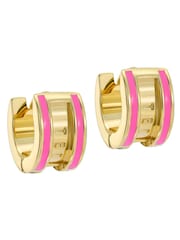 Ted Baker Gold Tone/Hot Pink Plated ROLO Classic Colour Enamel Roll Huggie Earrings - Image 1 of 4