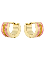Ted Baker Gold Tone/Hot Pink Plated ROLO Classic Colour Enamel Roll Huggie Earrings - Image 3 of 4