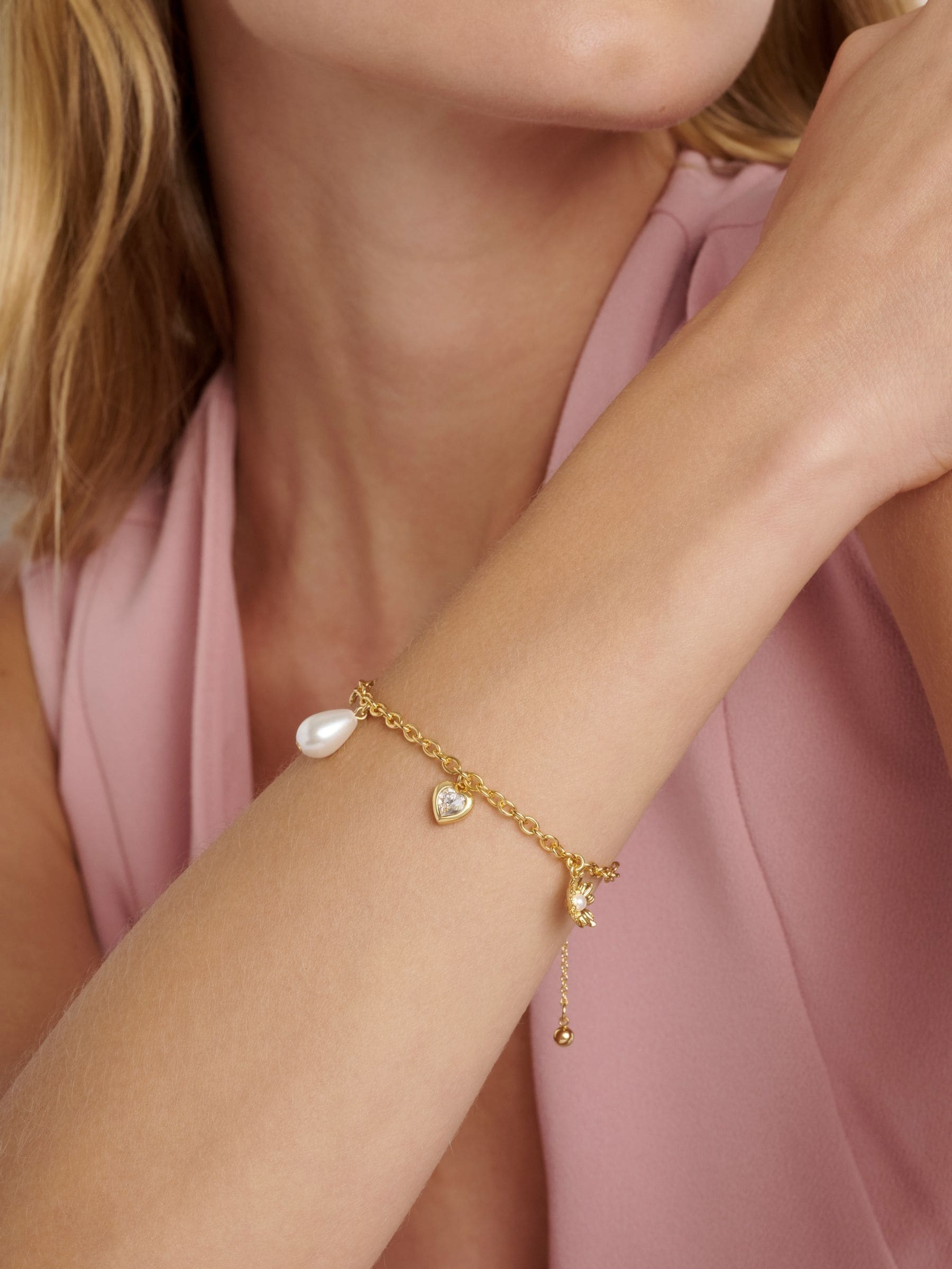 Ted Baker Women's Gold Tone, Pearl & Crystal Isabell Icon Charm Adjustable Bracelet - Image 1