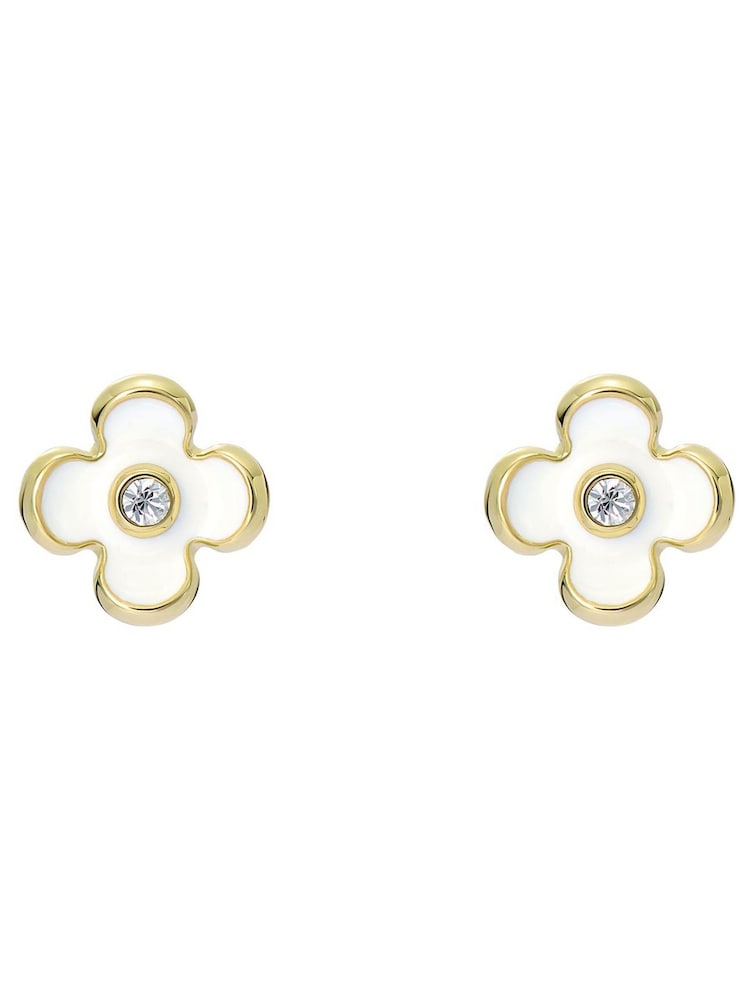 Ted Baker Gold Tone/White & Crystal GAYLA Garland Stud Earrings - Image 2 of 3