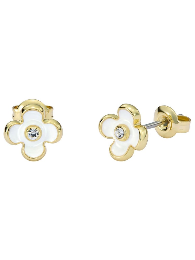 Ted Baker Gold Tone/White & Crystal GAYLA Garland Stud Earrings - Image 3 of 3