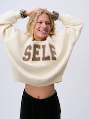 self. Cream Slogan Crew Neck Sweatshirt - Image 3 of 8