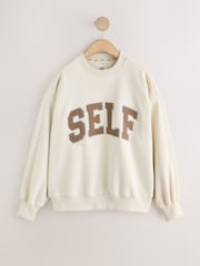 self. Cream Slogan Crew Neck Sweatshirt - Image 6 of 8