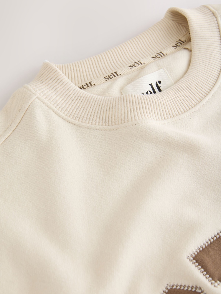 self. Cream Slogan Crew Neck Sweatshirt - Image 8 of 8
