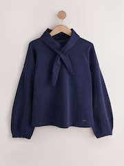 self. Navy Sweatshirt with Removable Scarf - Image 1 of 4